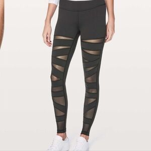 Lululemon Wunder Under Pant (Hi-Rise) Tech Mesh 28" Black Size 8